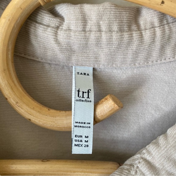 Zara TRF Collection Tan Burton Collar Crop Long Sleeve Top - Picture 2 of 5